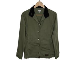 Dover Saddlery Womens Barn Coat Small Olive Green Corduroy Button Up Pockets